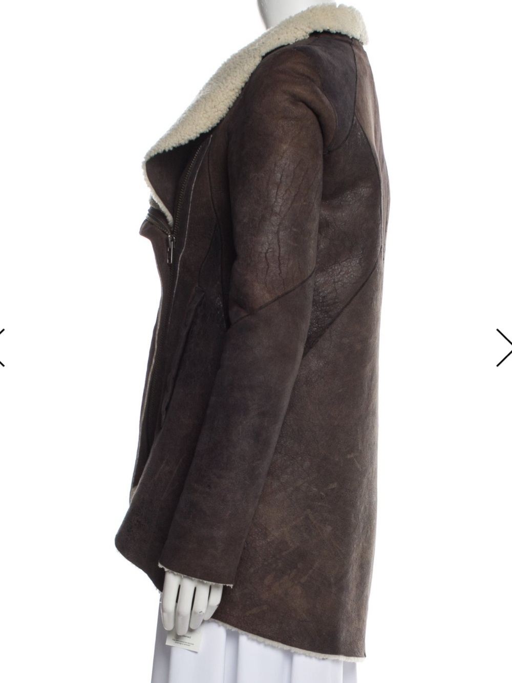 Helmut Lang Brown Shearling-Trim Asymmetrical Jacket - Women - Picture 7 of 16